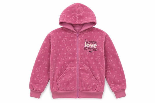Magic Girl Girls Pink 12 Years Full Zip Hooded Fleece Love Hoodie