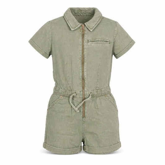 Marks and Spencer Girls Green 10-11 Years Denim Zip Front Playsuit