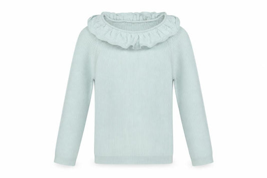 George Girls Green 3-4 Years Ribbed Ruffle Neck Long Sleeve Top