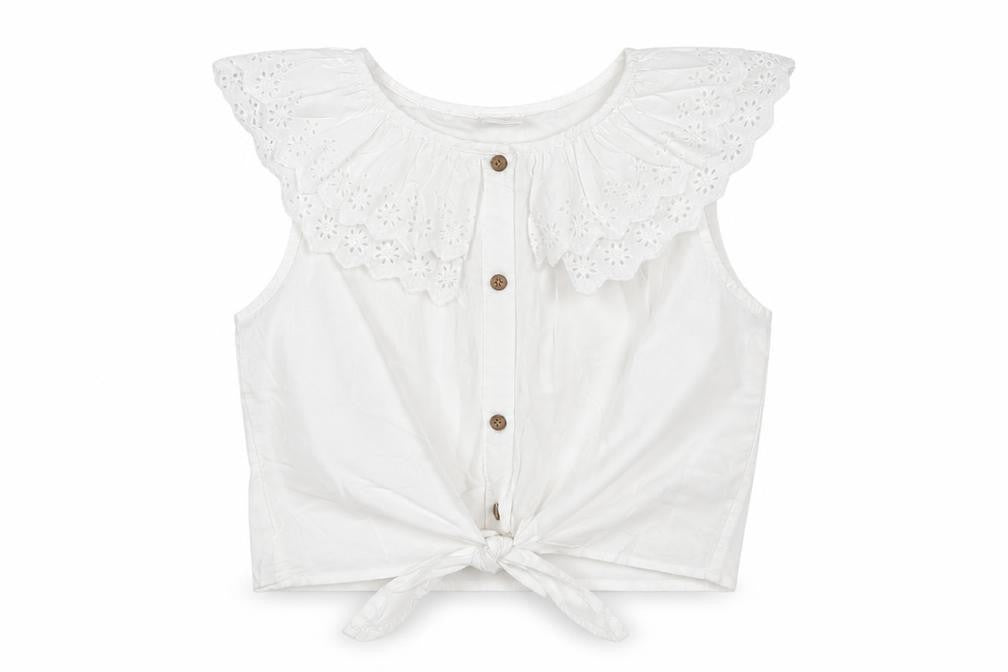 Next Girls White 9 Years Cotton Broderie Ruffle Tie Front Blouse Top