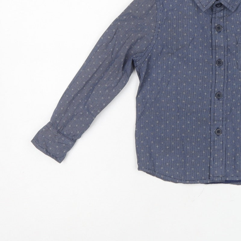 Tu Boys Blue 3 Years Cotton Geometric Button-Up Long Sleeve Shirt