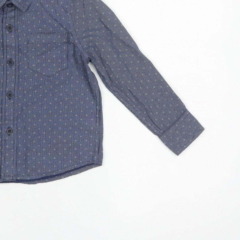 Tu Boys Blue 3 Years Cotton Geometric Button-Up Long Sleeve Shirt