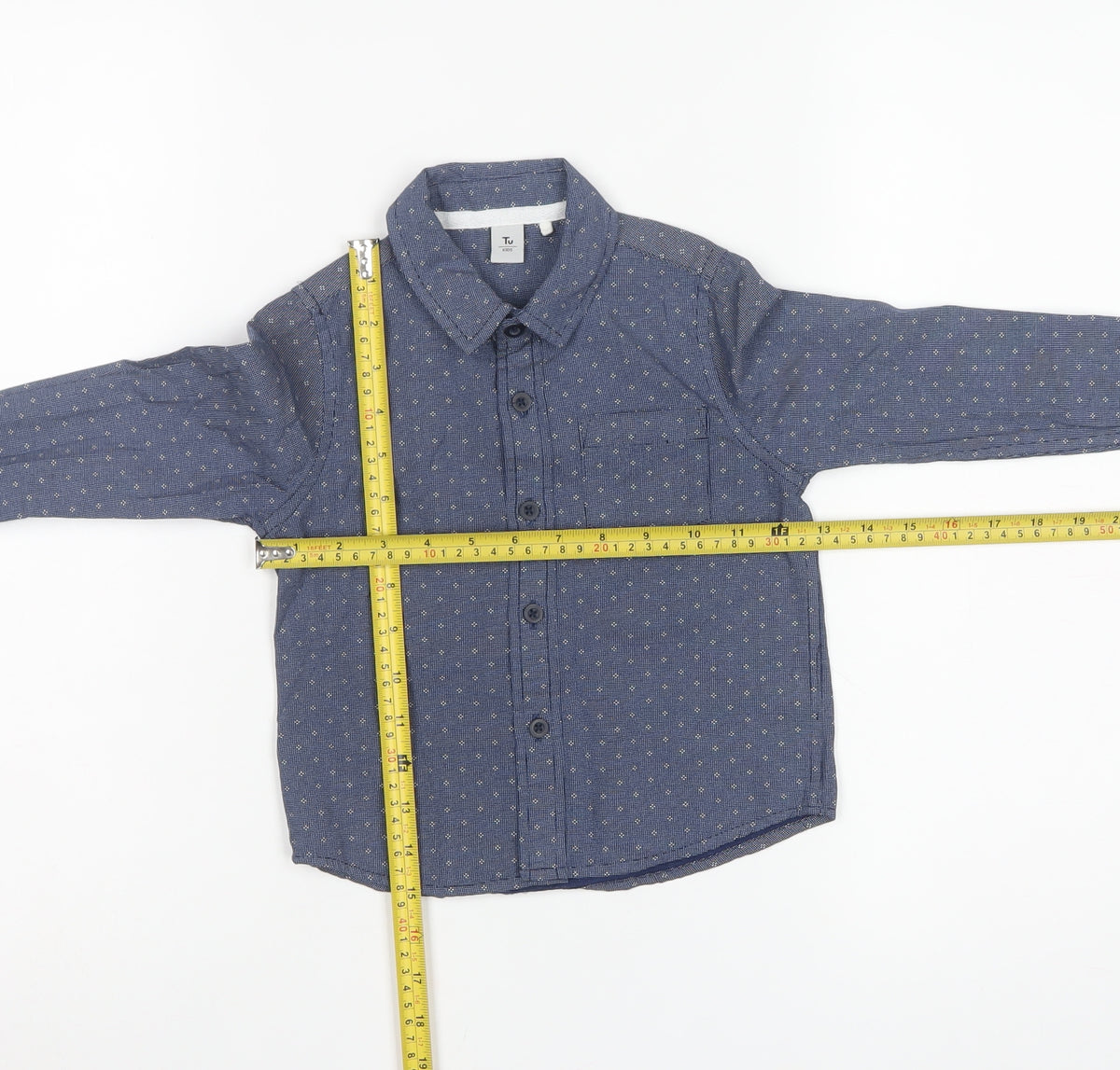 Tu Boys Blue 3 Years Cotton Geometric Button-Up Long Sleeve Shirt