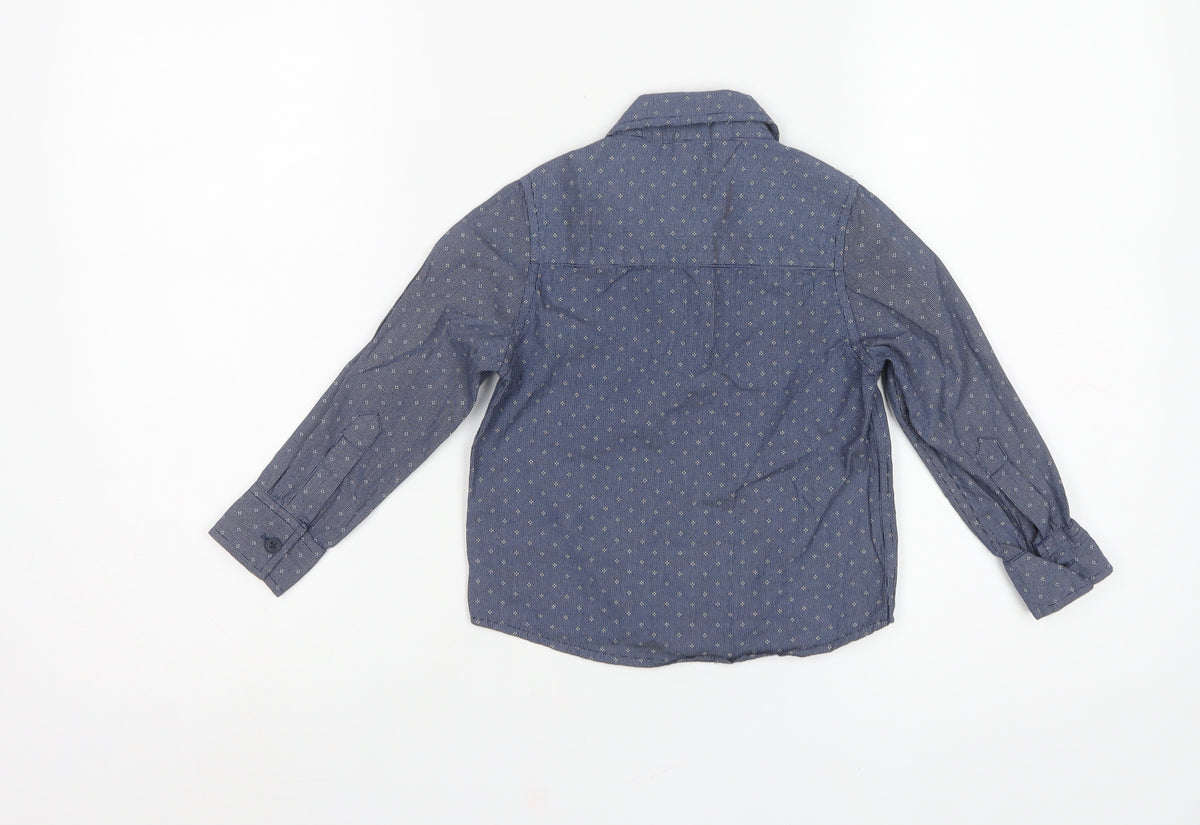 Tu Boys Blue 3 Years Cotton Geometric Button-Up Long Sleeve Shirt