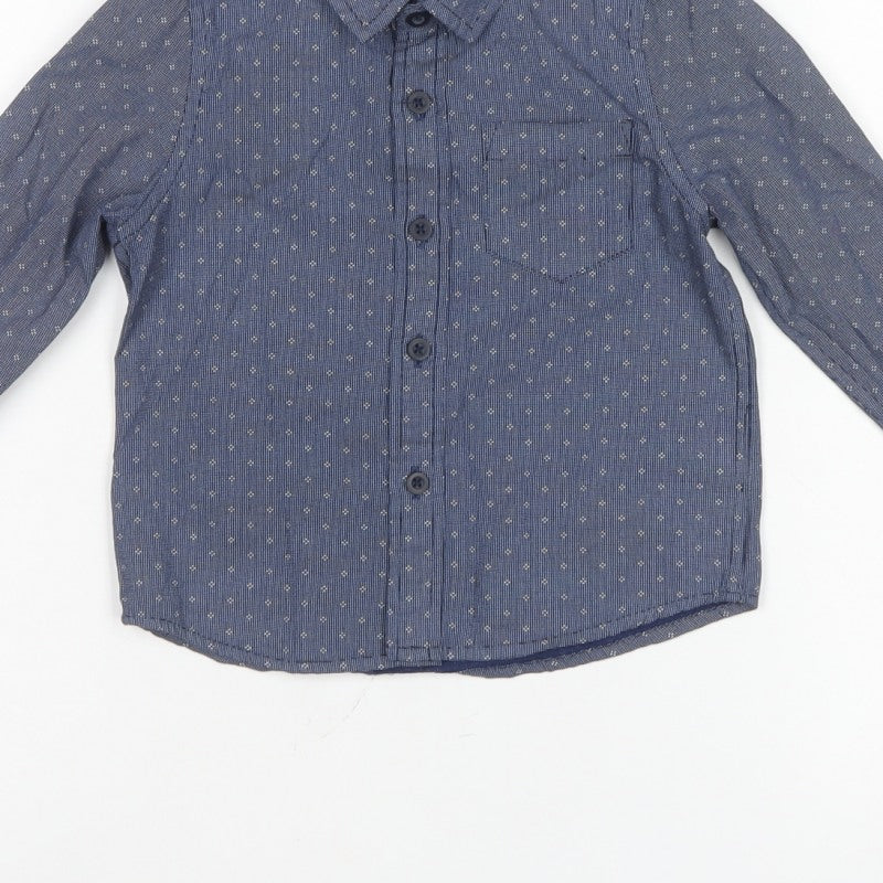 Tu Boys Blue 3 Years Cotton Geometric Button-Up Long Sleeve Shirt