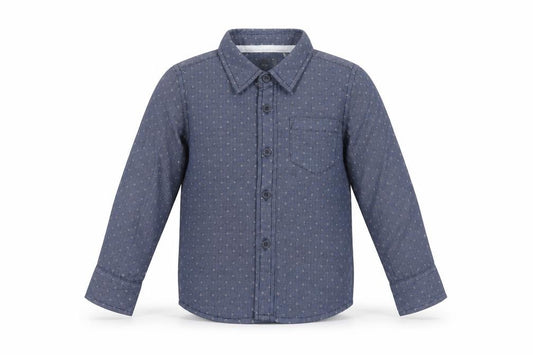 Tu Boys Blue 3 Years Cotton Geometric Button-Up Long Sleeve Shirt