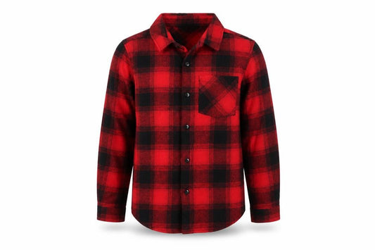 Primark Boys Red Black Check Flannel Shirt 7-8 Years Long Sleeve