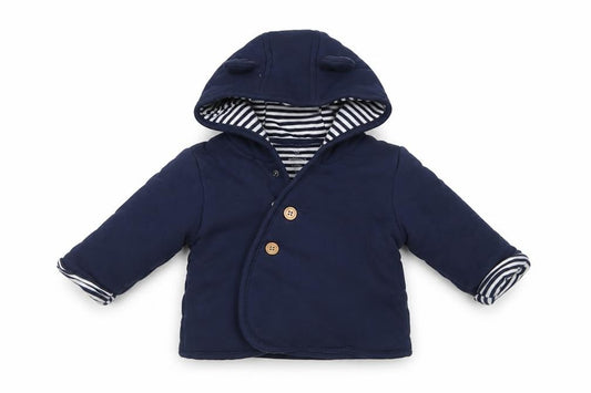 Mothercare Unisex Baby Blue 1-3 Months Hooded Padded Jacket Striped
