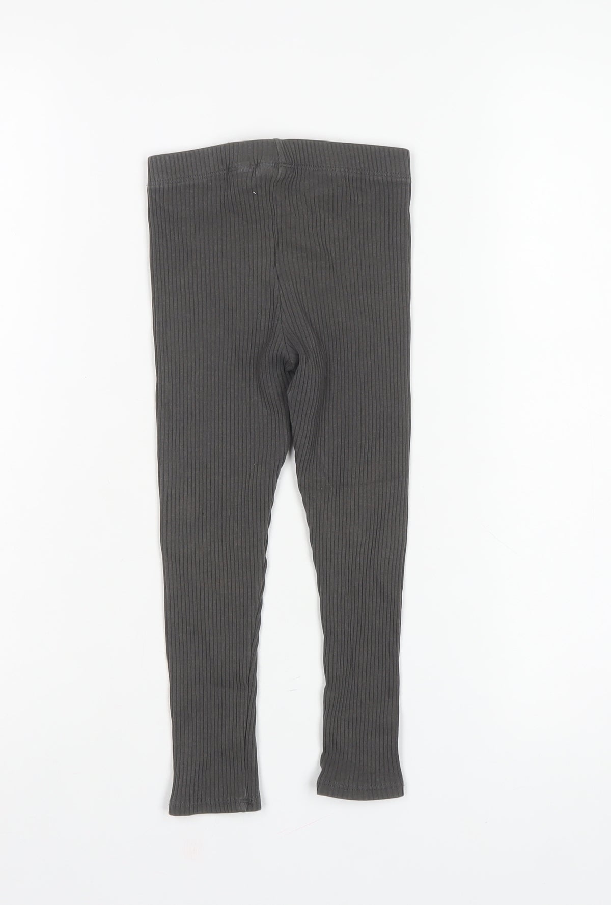 Zara Girls Grey 5 Years Ribbed Ankle Leggings Drawstring Stretch