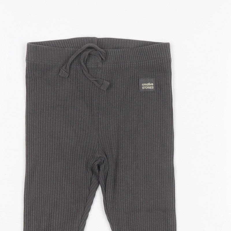 Zara Girls Grey 5 Years Ribbed Ankle Leggings Drawstring Stretch