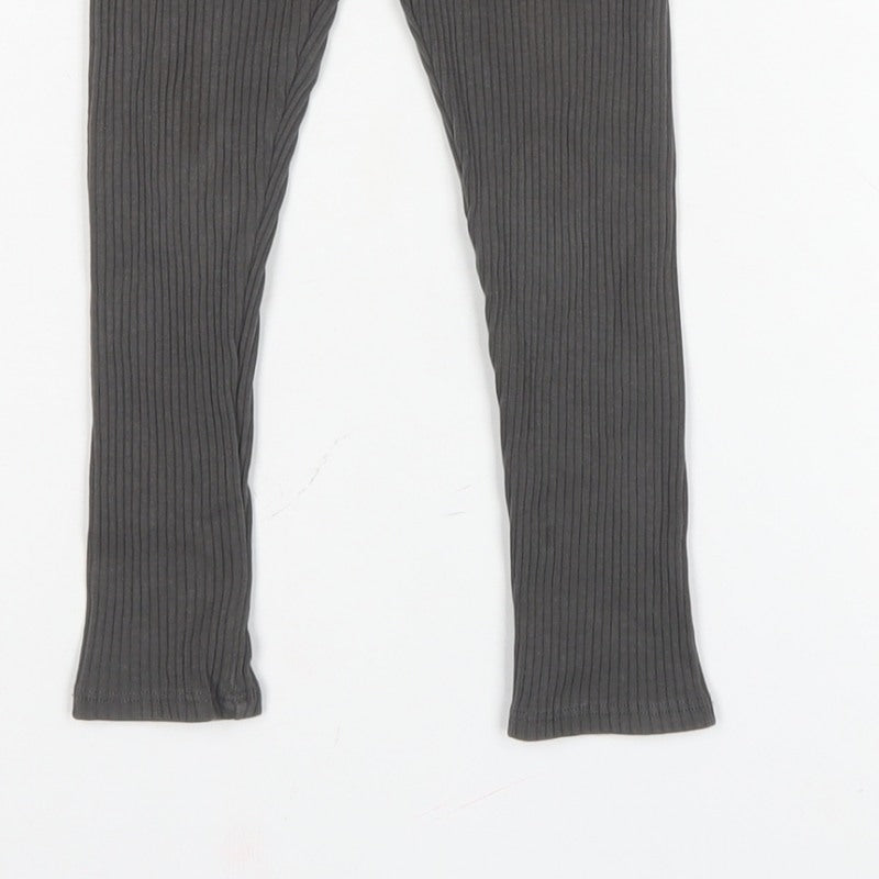 Zara Girls Grey 5 Years Ribbed Ankle Leggings Drawstring Stretch