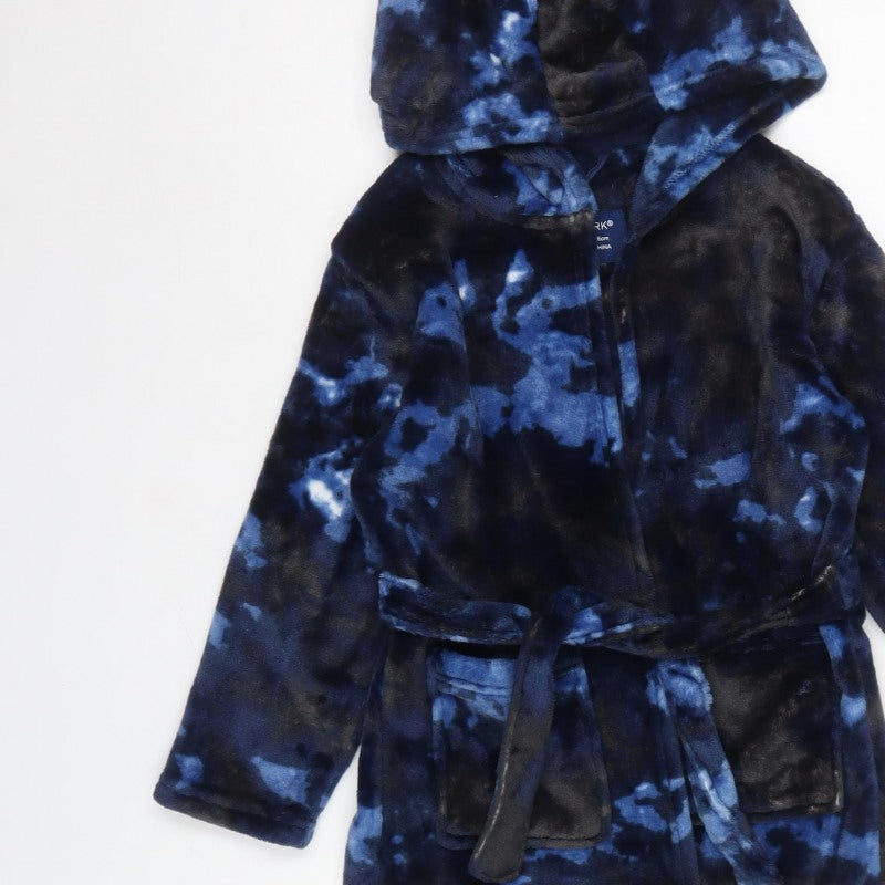 Primark Boys Blue Camo Hooded Fleece Robe 5-6 Years