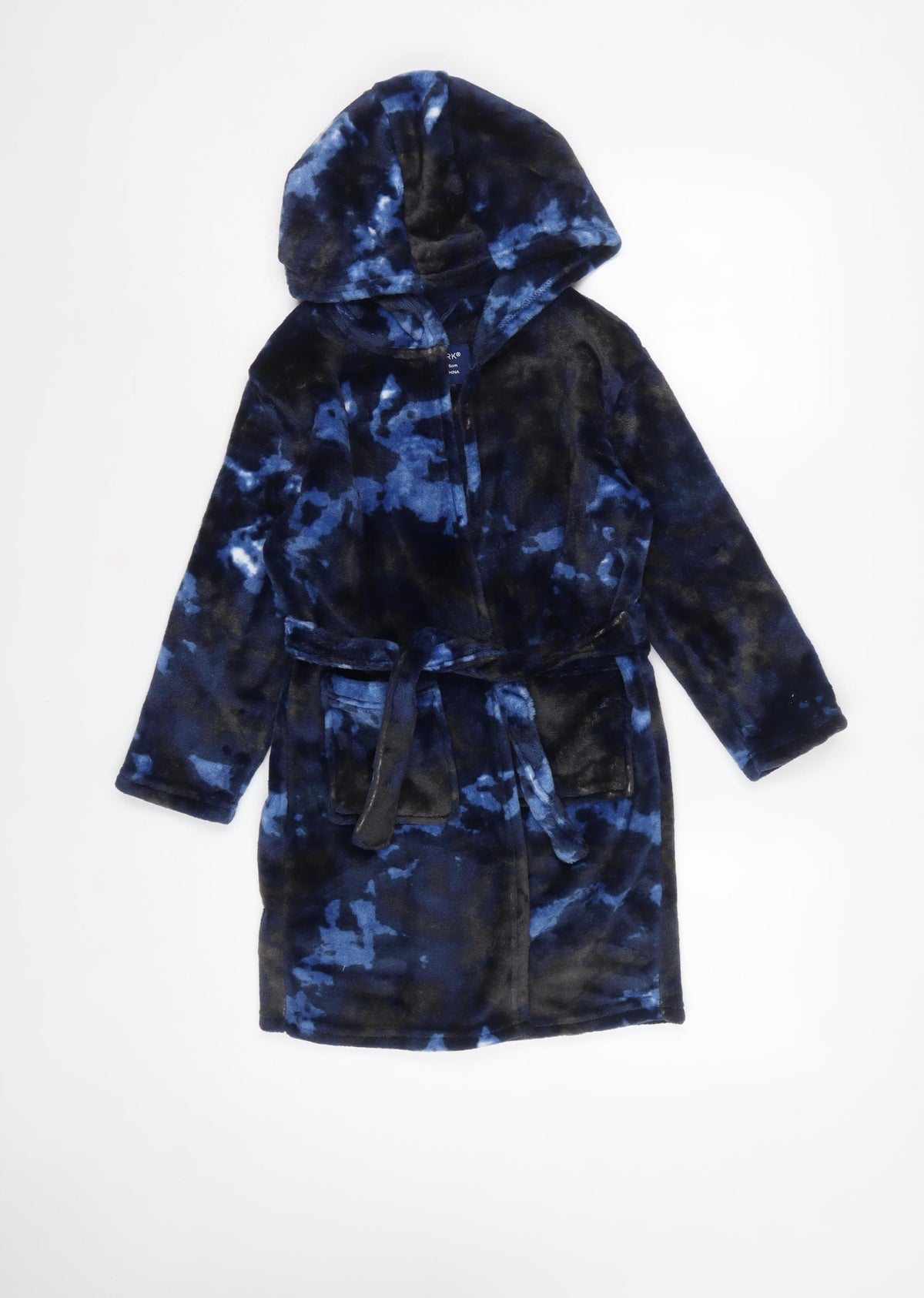 Primark Boys Blue Camo Hooded Fleece Robe 5-6 Years