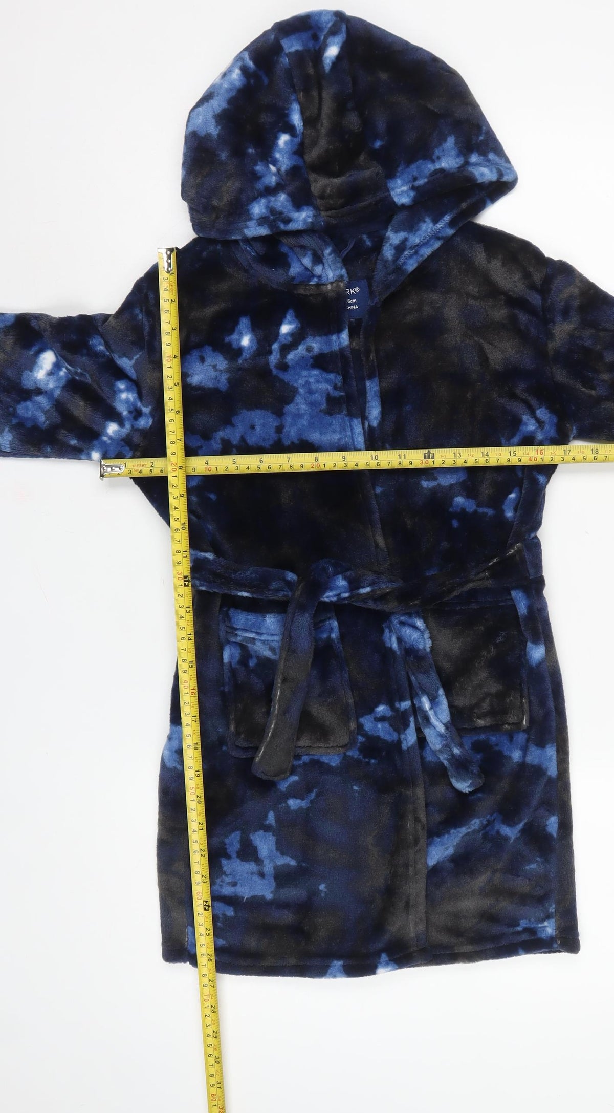 Primark Boys Blue Camo Hooded Fleece Robe 5-6 Years