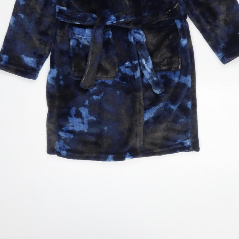 Primark Boys Blue Camo Hooded Fleece Robe 5-6 Years