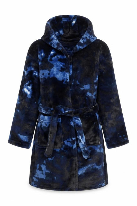 Primark Boys Blue Camo Hooded Fleece Robe 5-6 Years