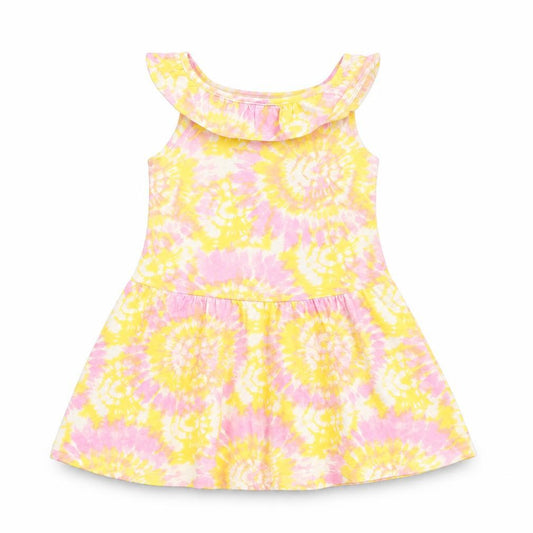 Primark Girls Multicoloured Tie Dye Skater Dress 6-7 Years Cotton