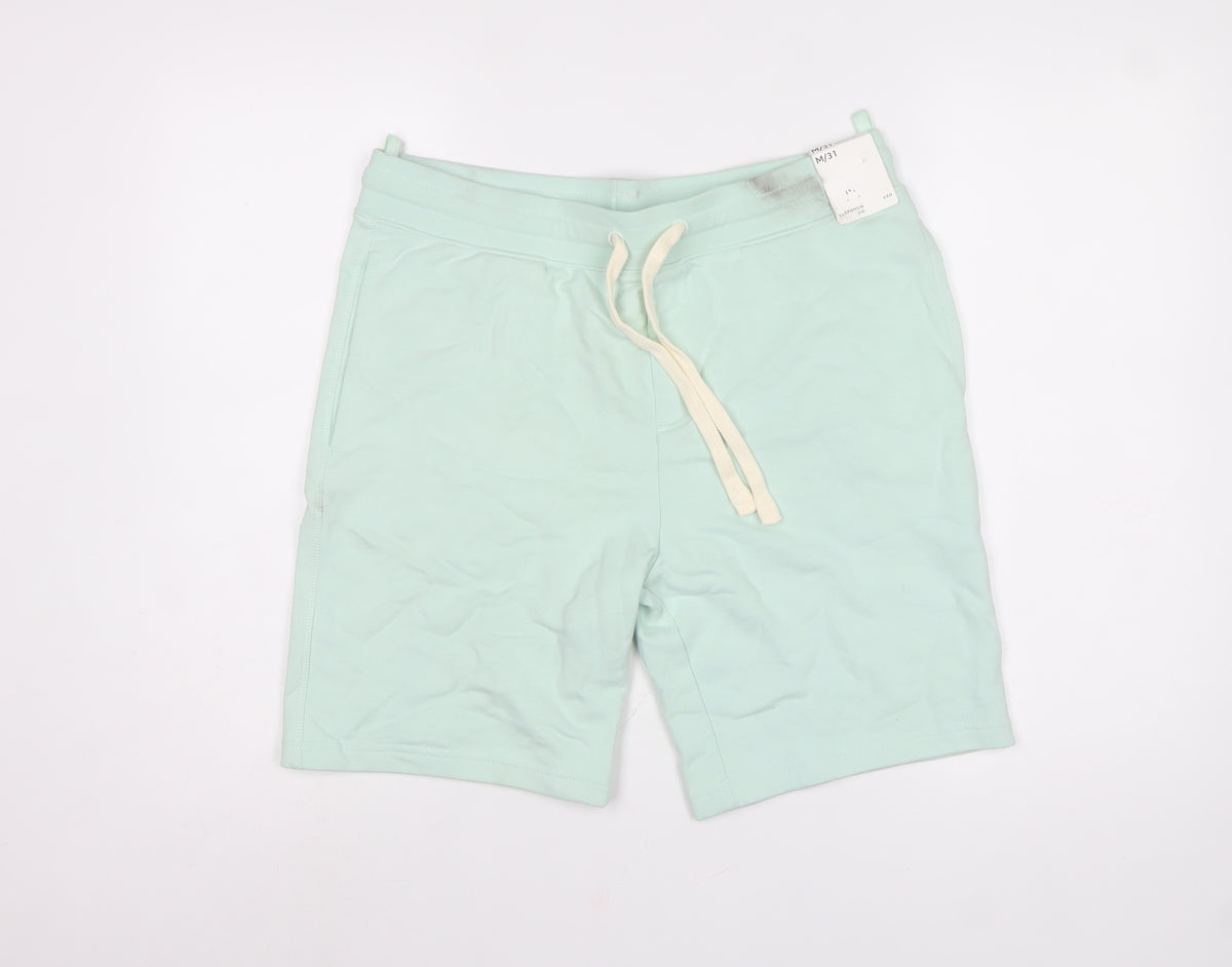 Marks and Spencer Men Mint Green M Sweat Shorts Drawstring Cotton