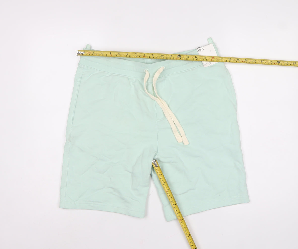 Marks and Spencer Men Mint Green M Sweat Shorts Drawstring Cotton