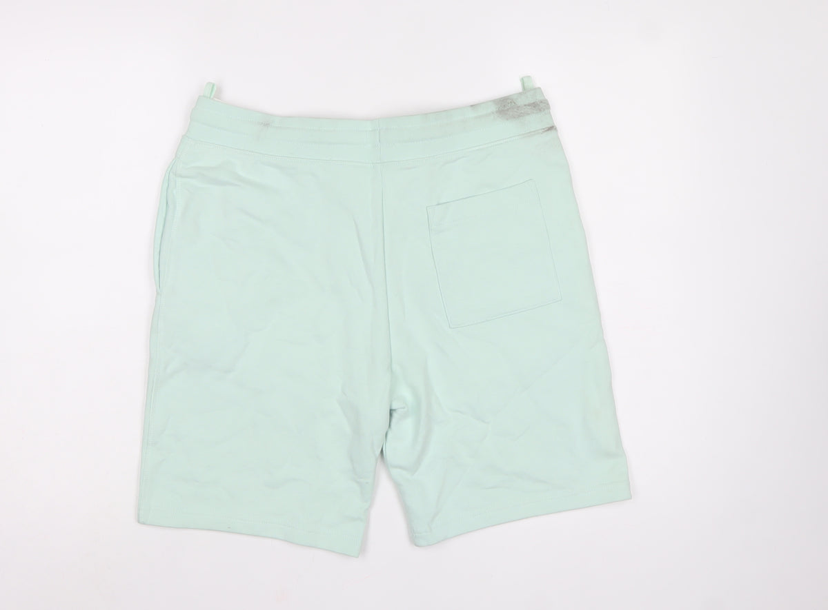 Marks and Spencer Men Mint Green M Sweat Shorts Drawstring Cotton