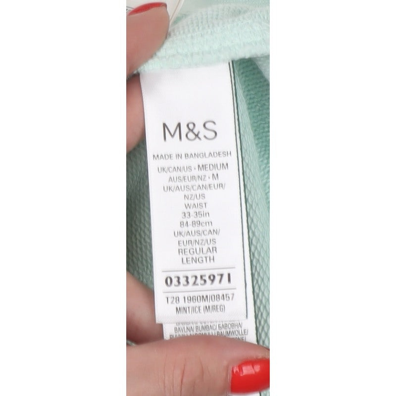 Marks and Spencer Men Mint Green M Sweat Shorts Drawstring Cotton