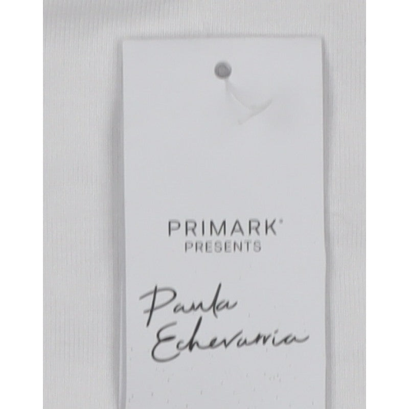 Primark Women White XS Shell Print Puff Sleeve Stretch T-Shirt