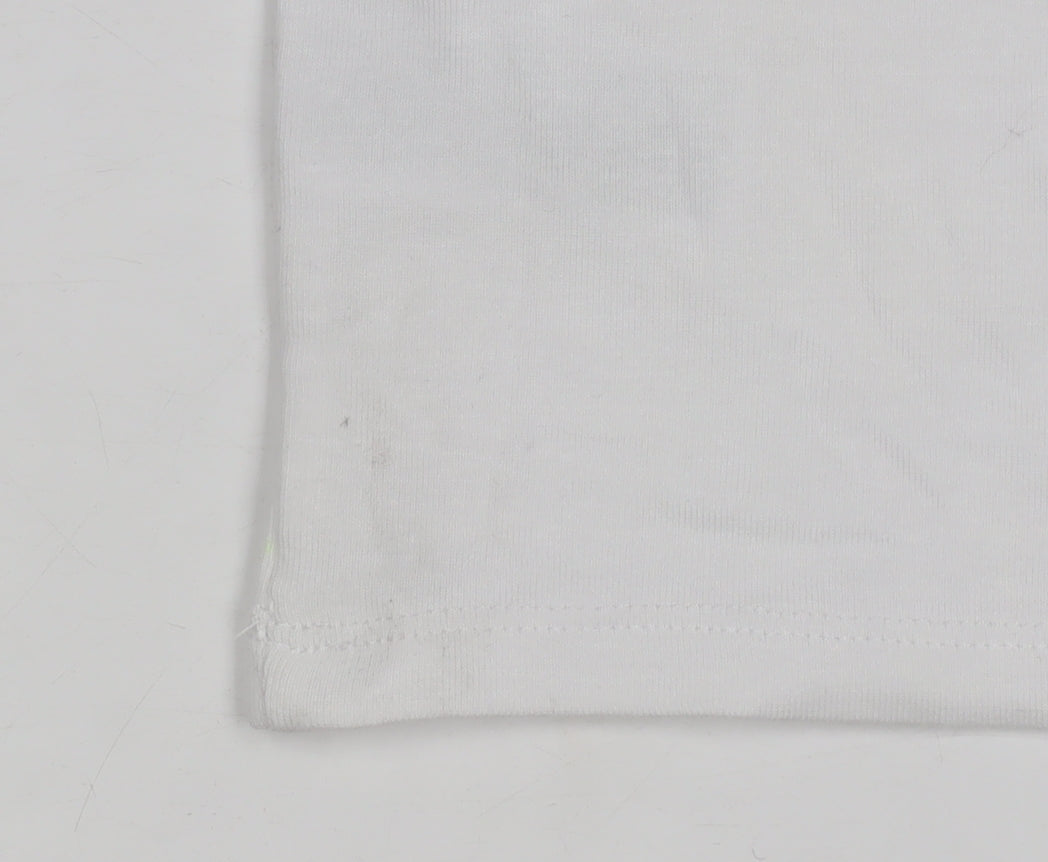 Primark Women White XS Shell Print Puff Sleeve Stretch T-Shirt