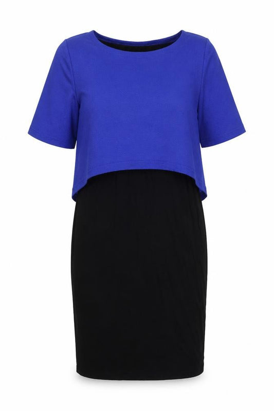 Papaya Weekend Women Blue Black Layered Pencil Dress UK 16 NWT