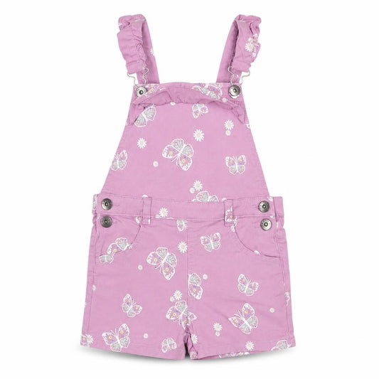 By Very Girls Pink Butterfly Floral Dungaree Shorts 4-5 Years Cotton