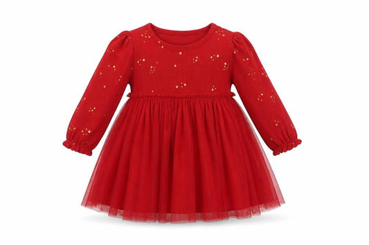 Marks & Spencer Girls Red Star Tulle Tutu Dress 9-12 Months Christmas