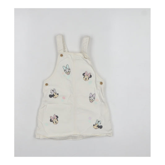 Disney Girls Ivory Minnie Daisy Cotton Pinafore Dress 6-9 Months
