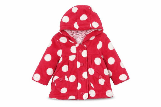 Next Baby Girls Red Polka Dot Hooded Fleece Coat Newborn