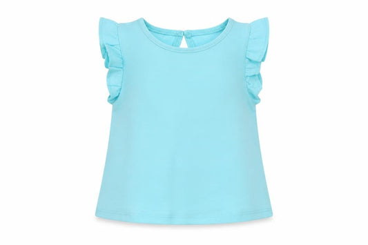 Mayoral Girls Blue 4-6 Months Ruffle Sleeveless Cotton Blend Tank Top