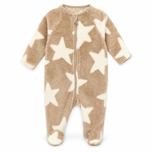 Next Unisex Baby Beige Star Fleece Babygrow 0-3 Months Zip
