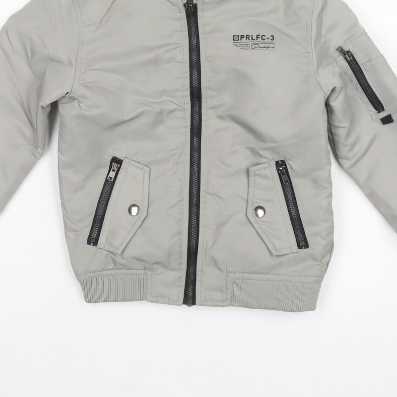 River Island Boys Grey 4-5 Years Bomber Jacket Padded Zip Pockets