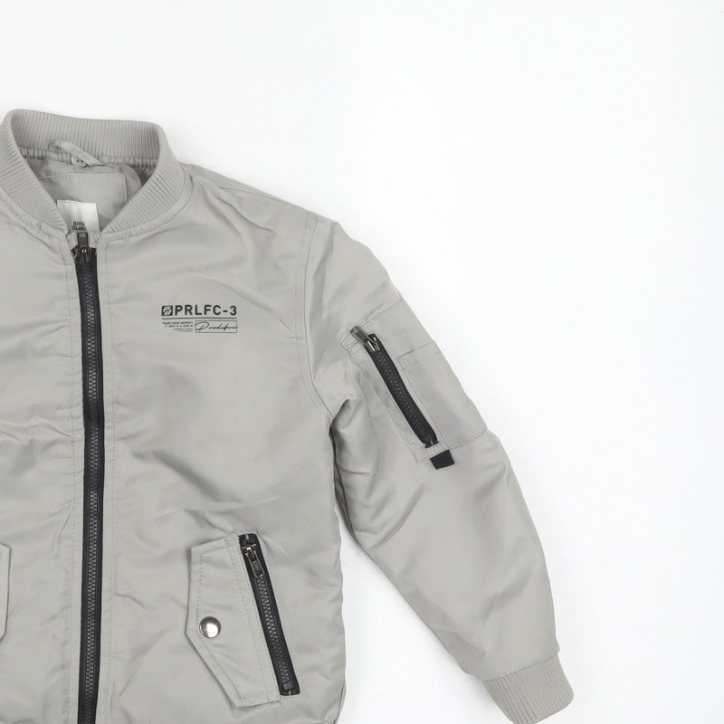 River Island Boys Grey 4-5 Years Bomber Jacket Padded Zip Pockets