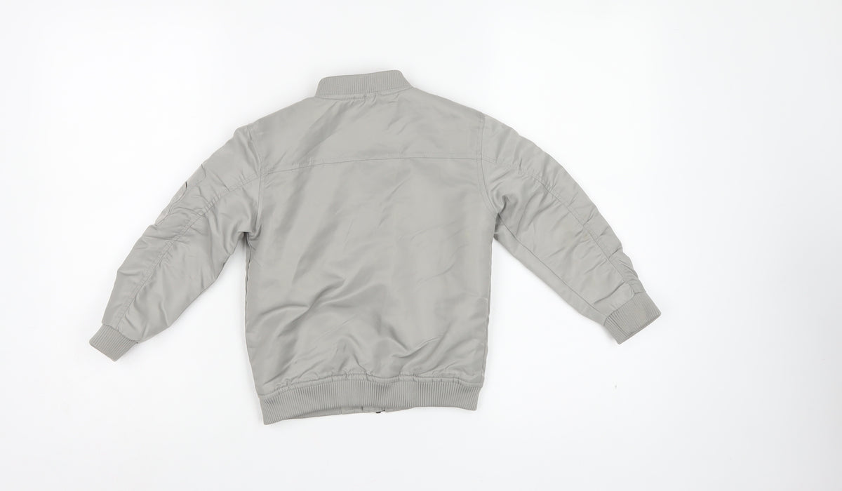River Island Boys Grey 4-5 Years Bomber Jacket Padded Zip Pockets