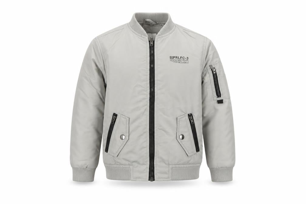 River Island Boys Grey 4-5 Years Bomber Jacket Padded Zip Pockets