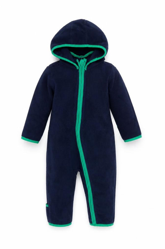 Lily & Dan Unisex Baby Blue 3-6 Months Fleece Hooded Coverall