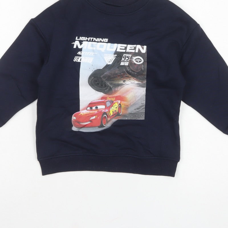 M&S Boys Blue Disney Cars Lightning McQueen Sweatshirt 4-5 Years Pullover