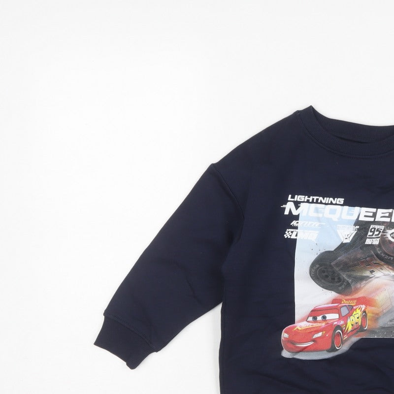 M&S Boys Blue Disney Cars Lightning McQueen Sweatshirt 4-5 Years Pullover