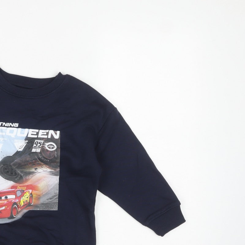 M&S Boys Blue Disney Cars Lightning McQueen Sweatshirt 4-5 Years Pullover