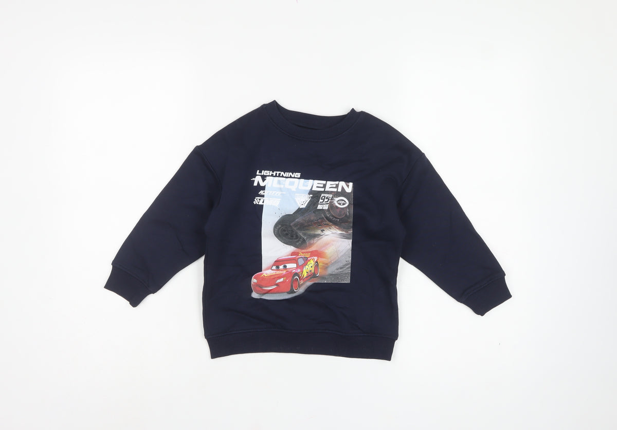 M&S Boys Blue Disney Cars Lightning McQueen Sweatshirt 4-5 Years Pullover