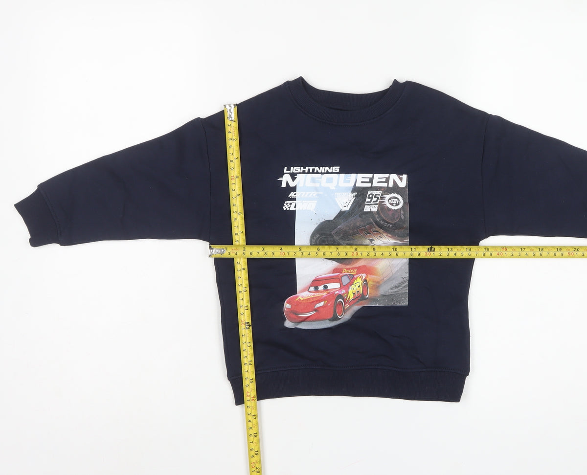 M&S Boys Blue Disney Cars Lightning McQueen Sweatshirt 4-5 Years Pullover