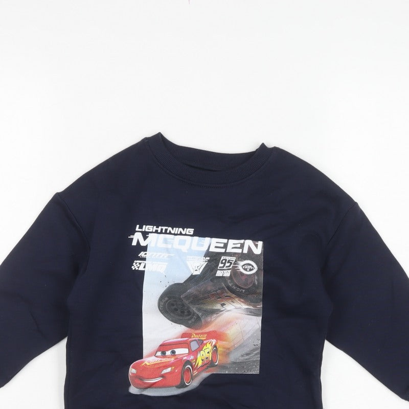 M&S Boys Blue Disney Cars Lightning McQueen Sweatshirt 4-5 Years Pullover