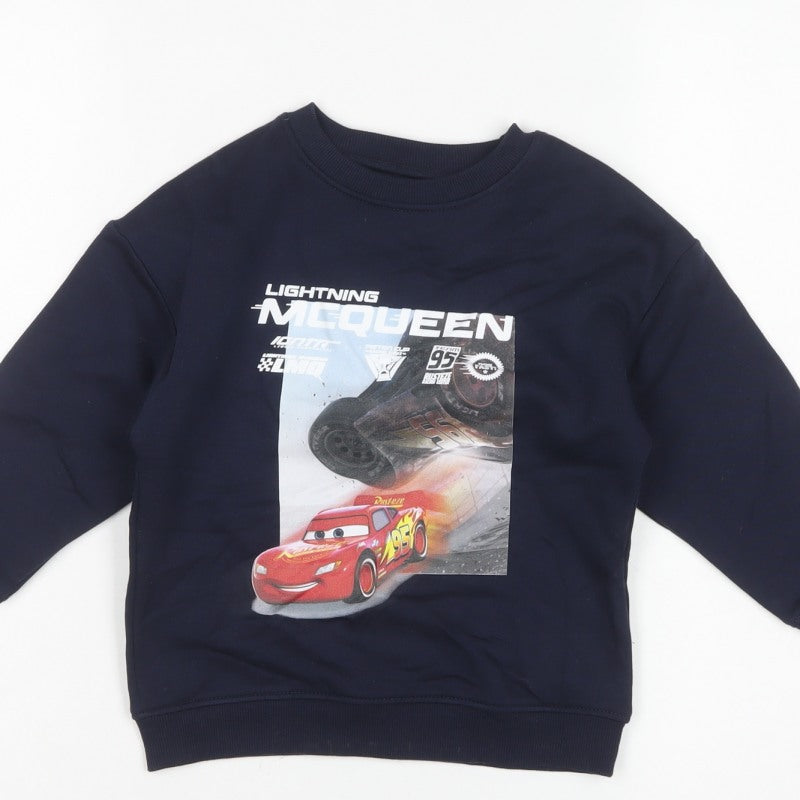 M&S Boys Blue Disney Cars Lightning McQueen Sweatshirt 4-5 Years Pullover