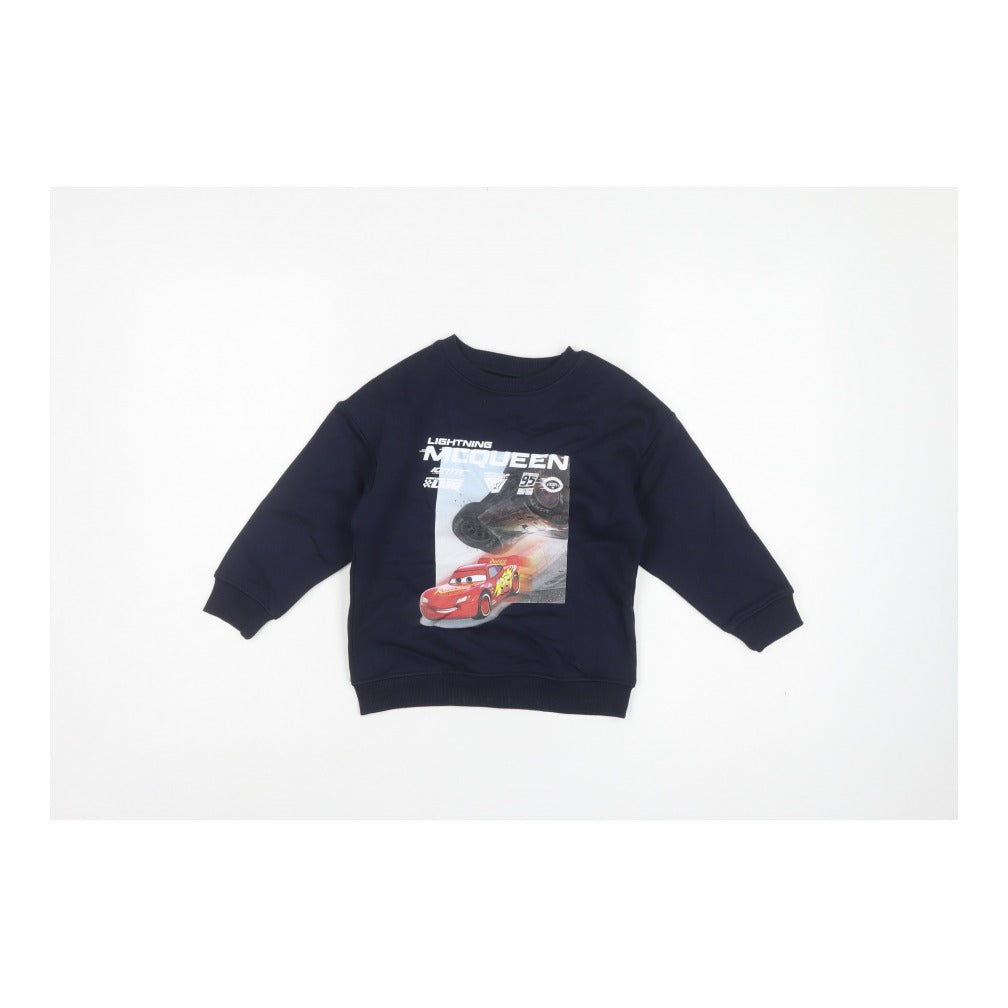 M&S Boys Blue Disney Cars Lightning McQueen Sweatshirt 4-5 Years Pullover