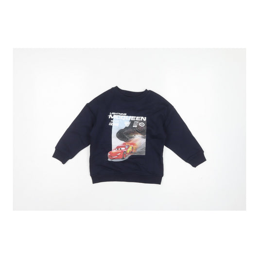 M&S Boys Blue Disney Cars Lightning McQueen Sweatshirt 4-5 Years Pullover