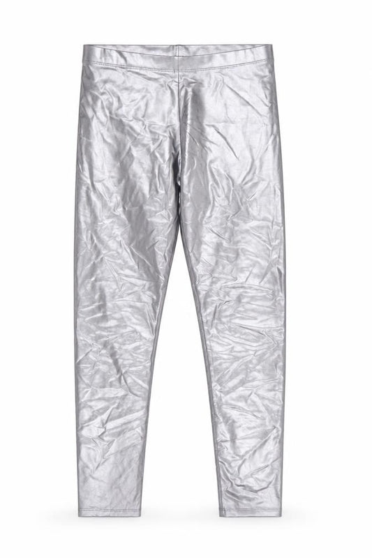 F&F Girls Silver Metallic Shiny Ankle Leggings Age 11-12 Years NWT