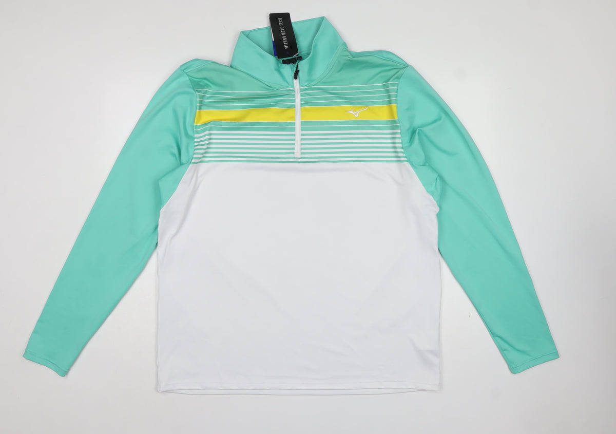 Mizuno Men’s Mint 2XL 1/4 Zip Golf Sweatshirt Striped Move Tech